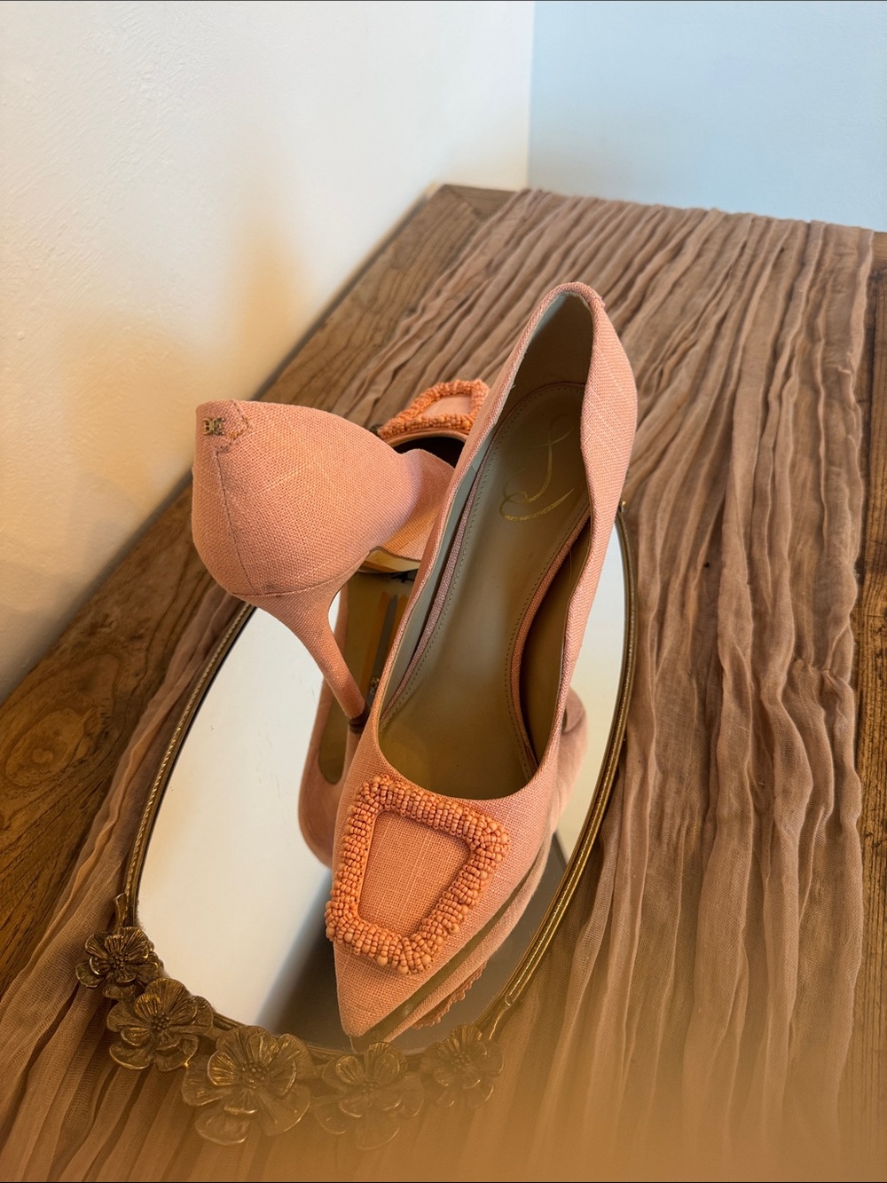 Sam Edelman Pink Beaded Pointed Toe Pumps - Picture 4 of 11